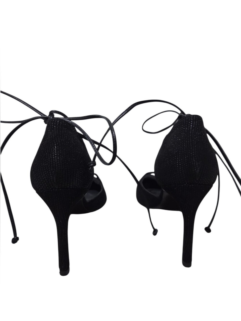 Stuart Weitzman Pryrite Crystal Lace-Up Stiletto Heels Black Size 5 - Picture 8 of 13